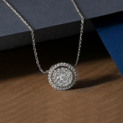 diamond halo necklace